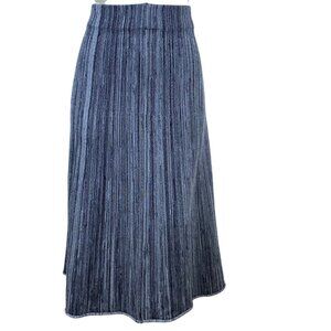 COS Womens Gray & Black Striped Rayon/Nylon Midi Skirt Stretchy Waist